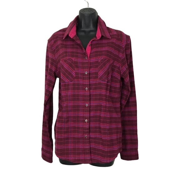 Kuhl Pink & Maroon Plaid Flannel Button Down Shirt Size L - Picture 1 of 8